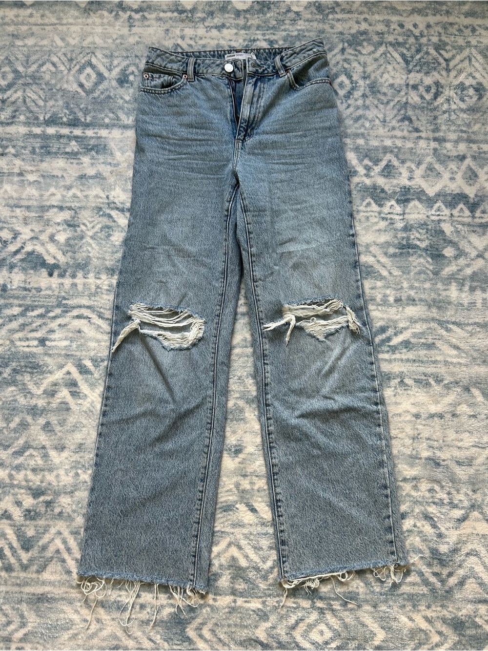 Garage Women's Light Blue Distressed Flare Jeans